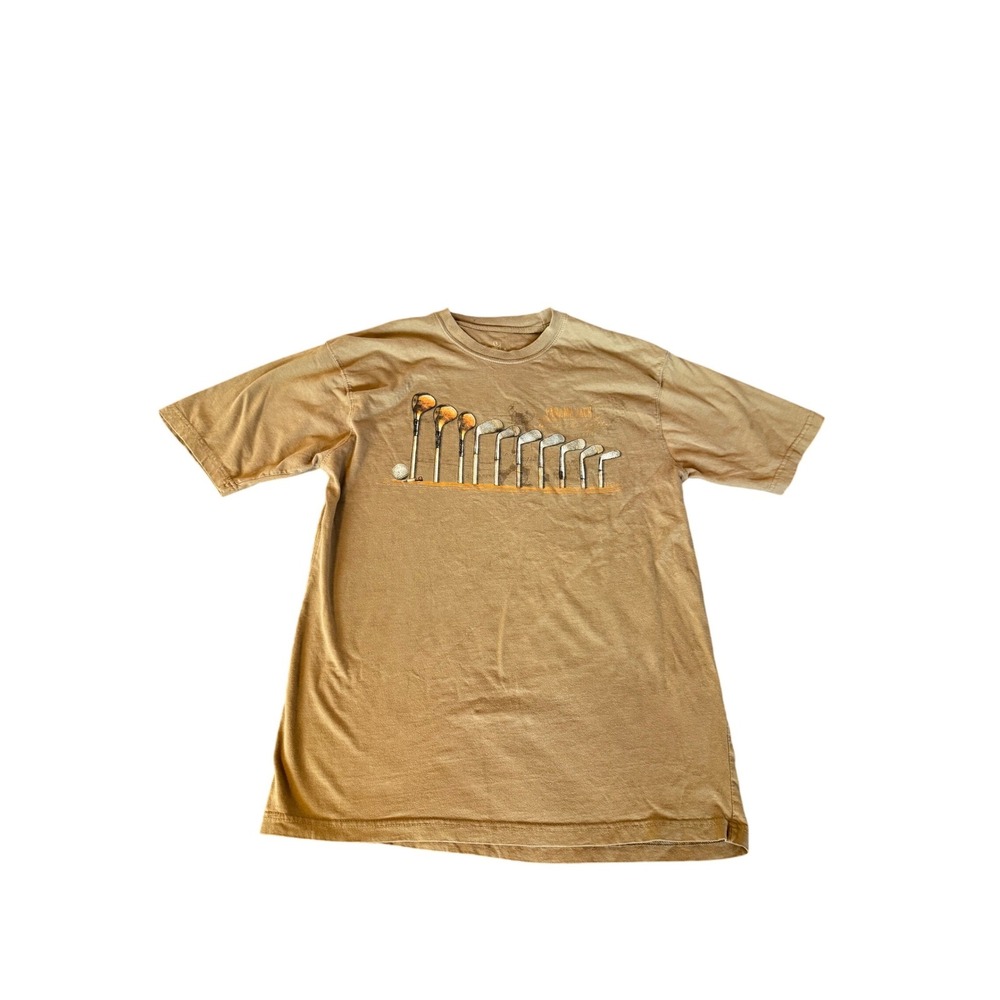 Panama Jack Mens Golf Clubs Graphic T-Shirt Tan Cotton Crew Neck XL